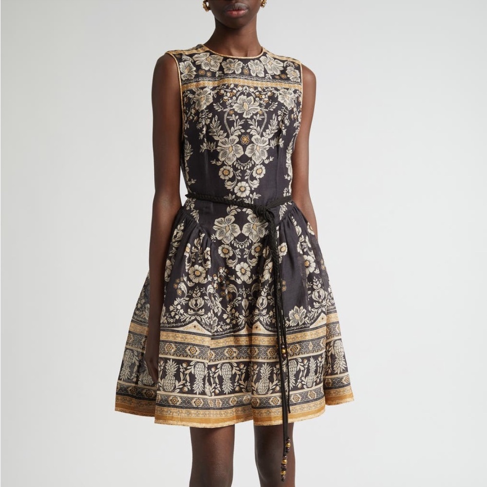 Zimmermann belted floral-print linen and silk-blend organza mini dress Size 0 - Picture 4 of 8